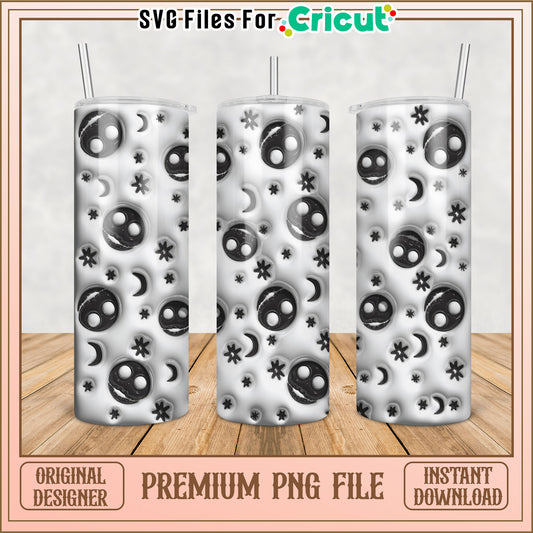 Premium Tumbler PNG Design with Moon and Star Patterns for Cricut