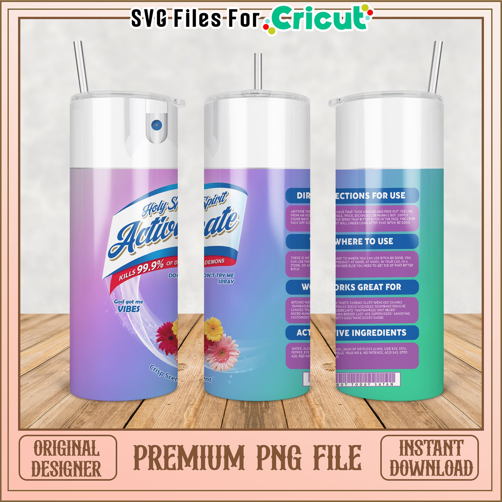 Premium Tumbler PNG File for Cricut Creative Projects Download