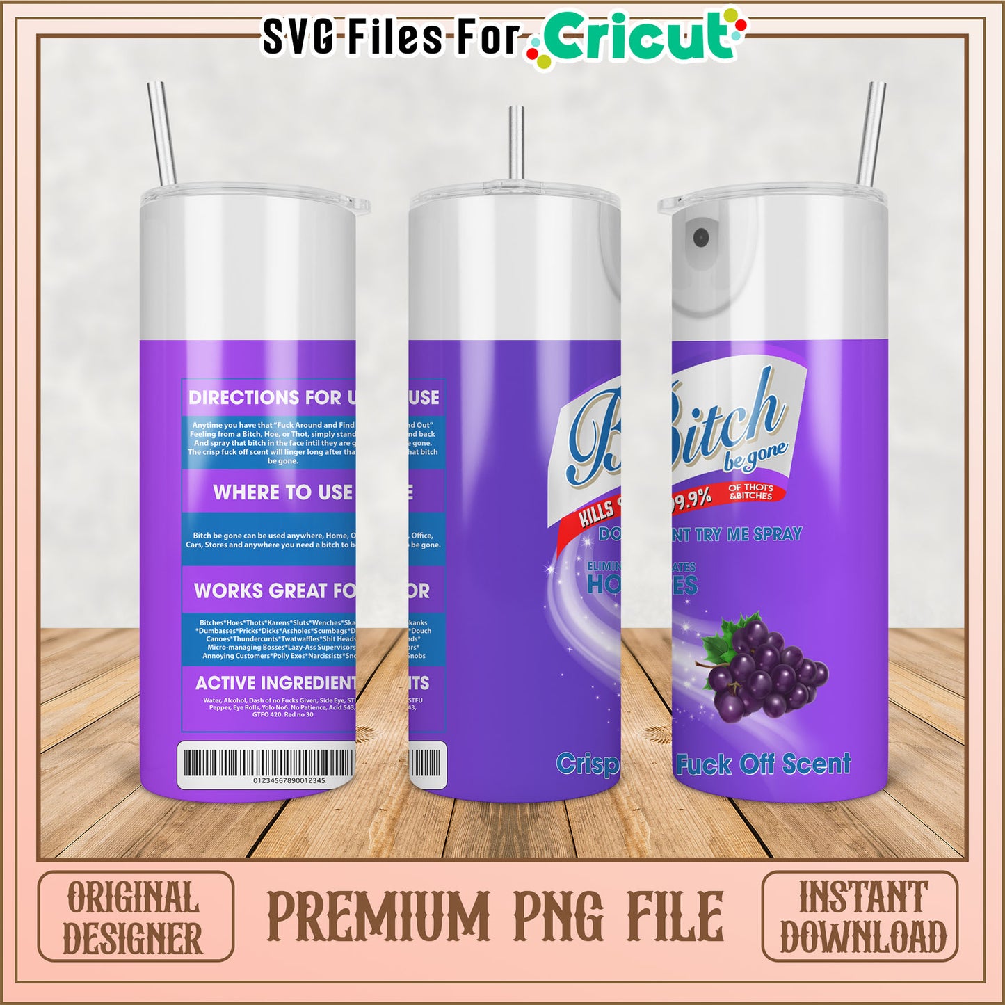 Premium Tumbler PNG File for Cricut Instant Download