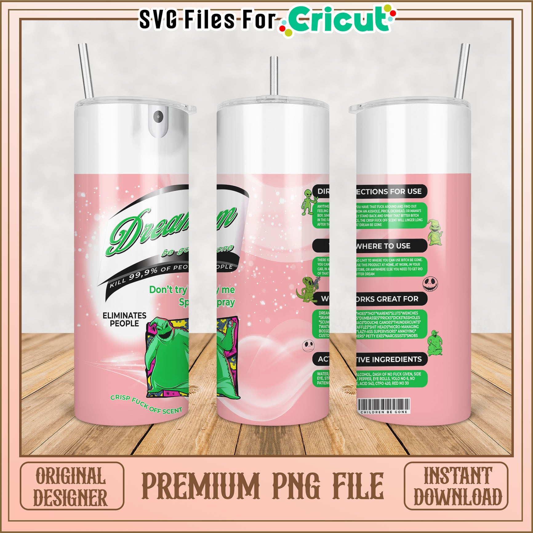 Premium Tumbler PNG File for Cricut Instant Download Design Files
