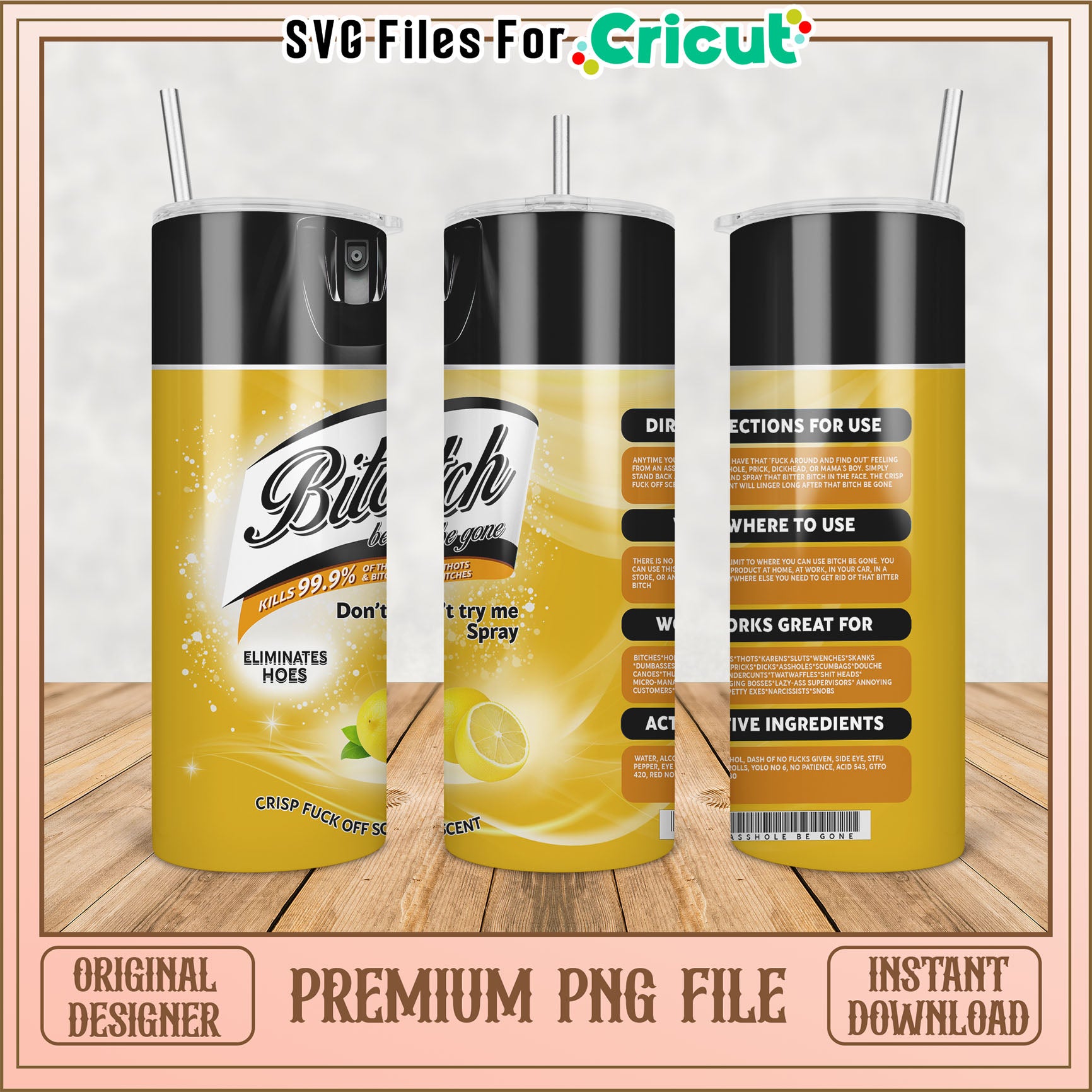 Premium Tumbler PNG File for Cricut with Unique Design Elements