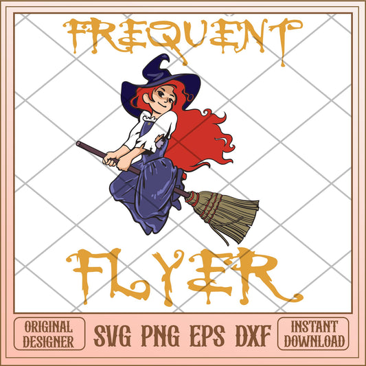 Prequent flyer Cute young halloween witch svg, Disney characters svg, digital download