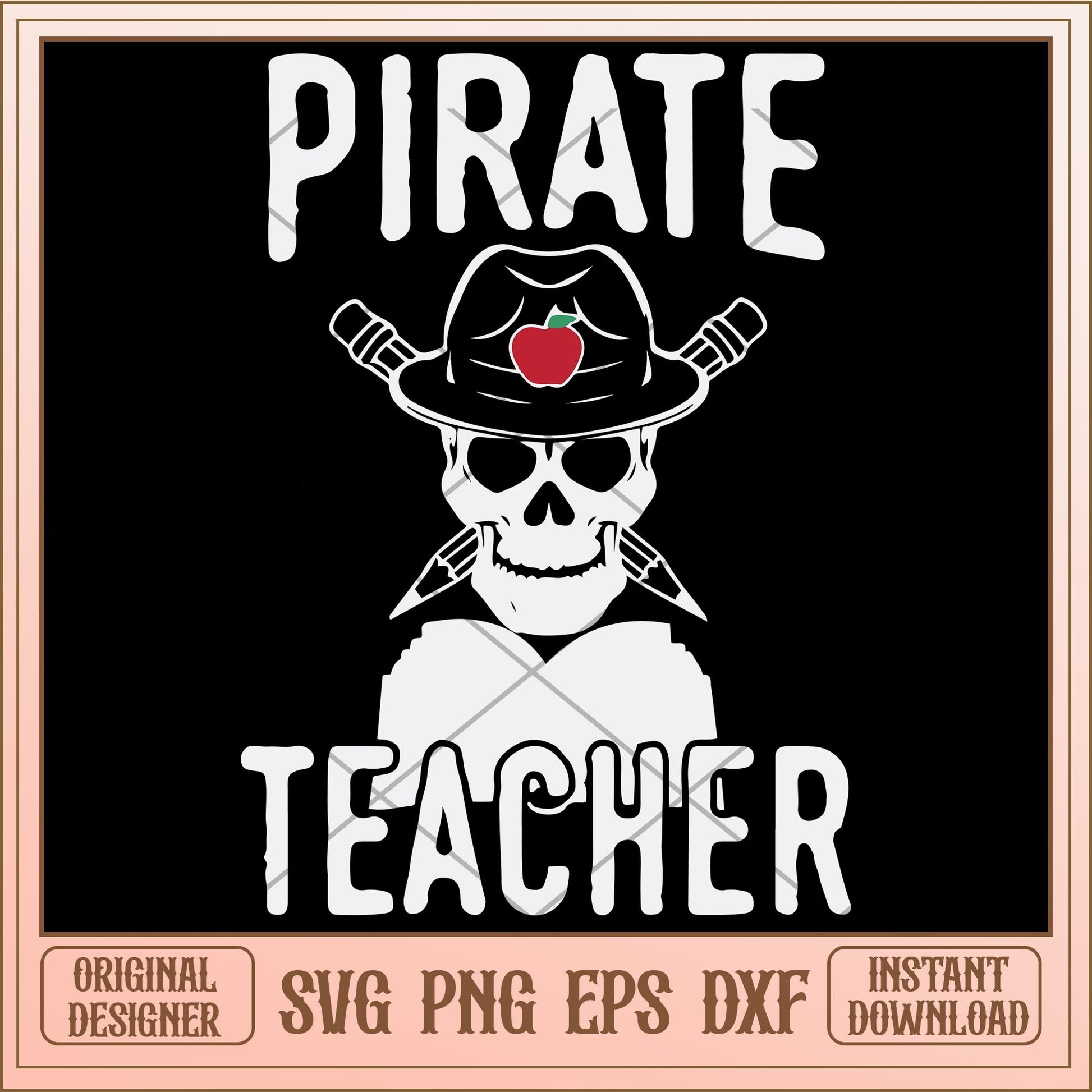 Priate teacher skeleton head  svg, halloween characters svg, digital download