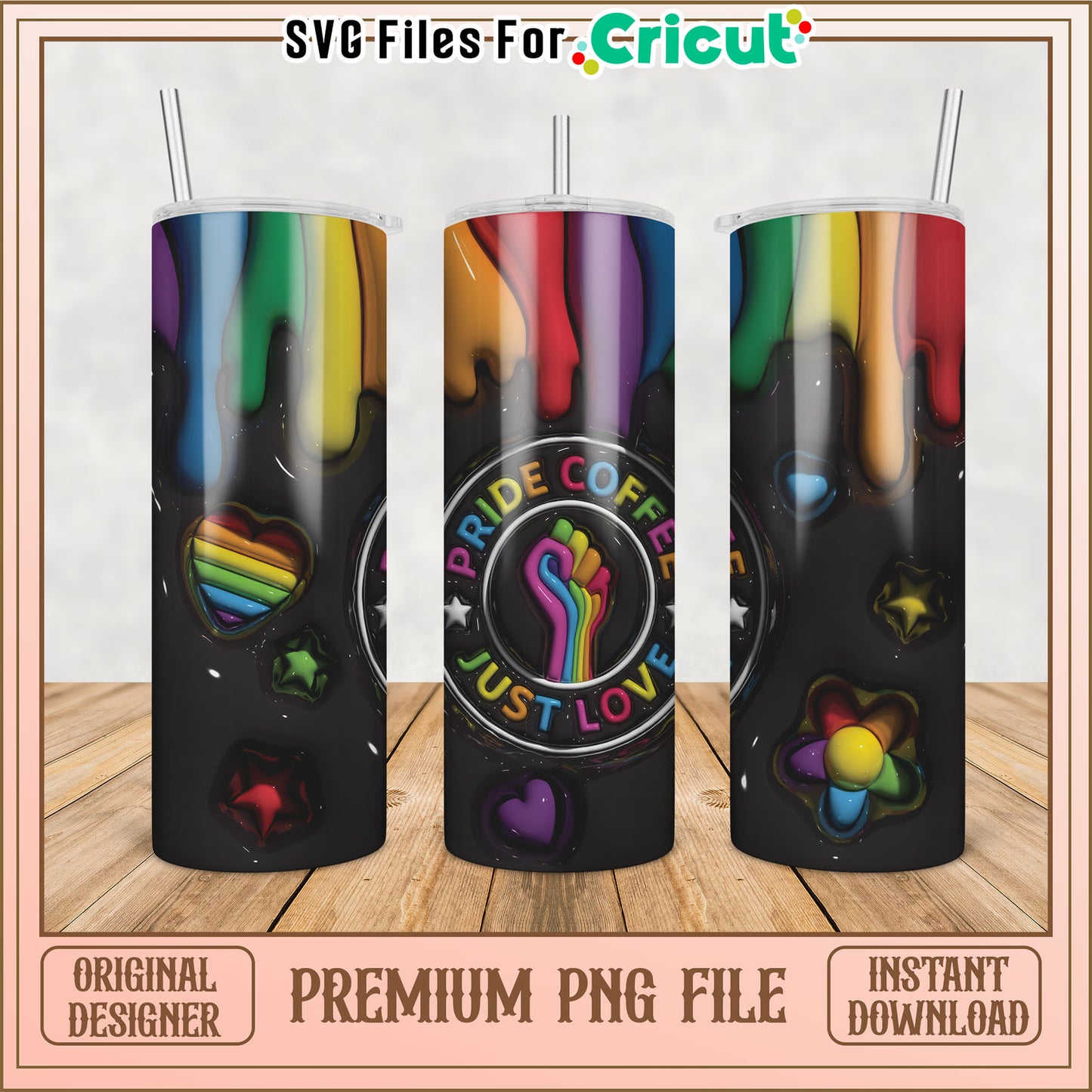 Pride Coffee Tumbler PNG Sublimation Design