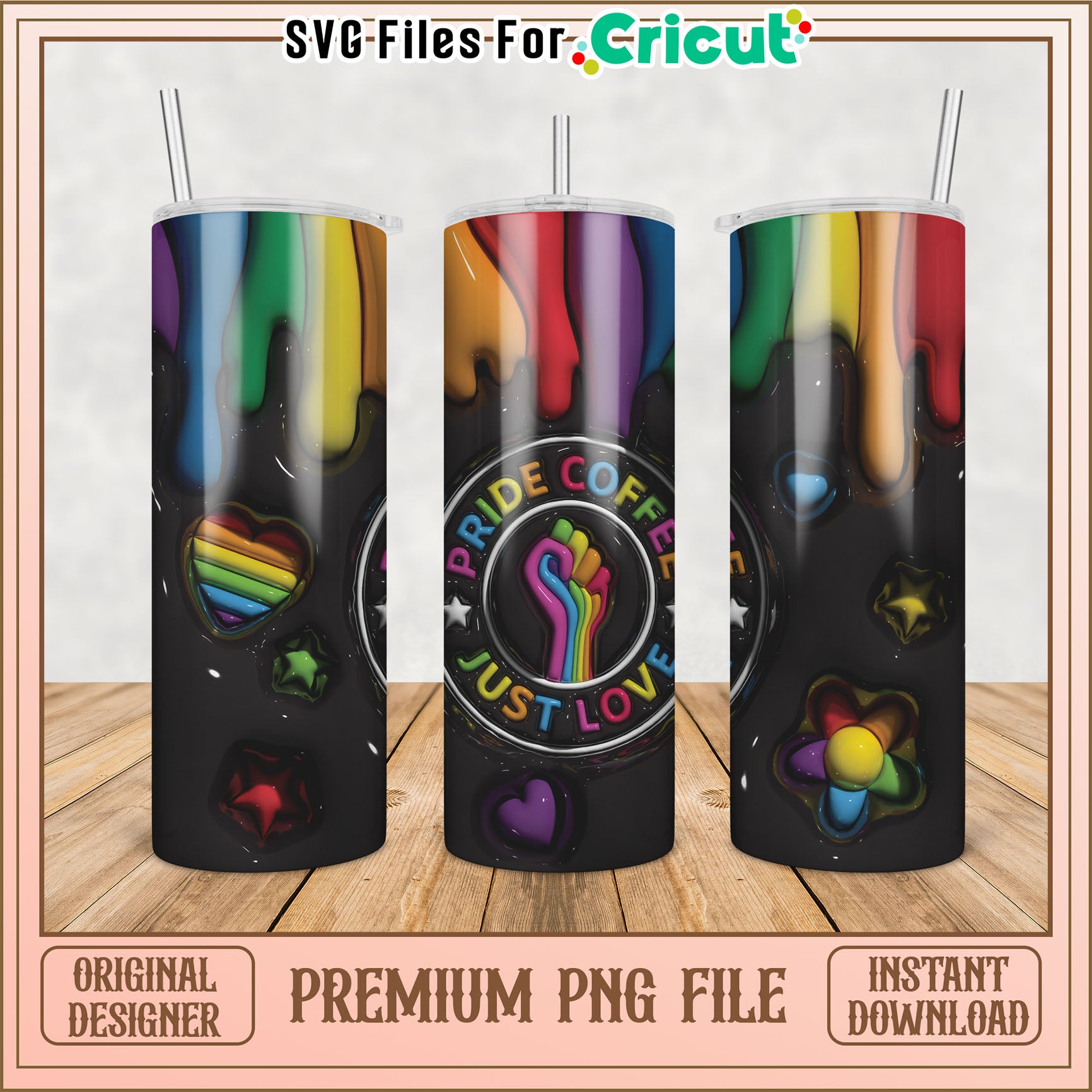 Pride Coffee Tumbler PNG Sublimation Design
