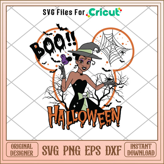 Tiana princess boo halloween svg