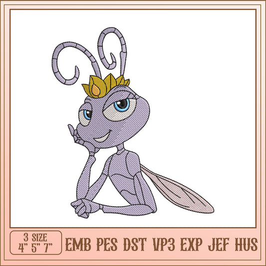 Princess Ant Embroidery Design 3 Sizes