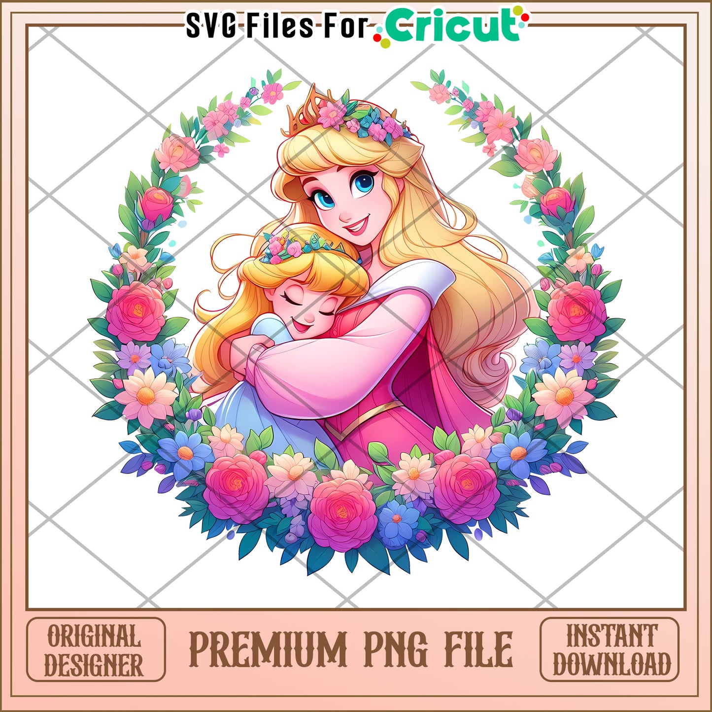 Princess Aurora Floral PNG Sublimation Design