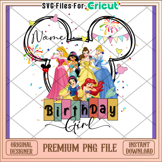 Princess Birthday Girl PNG Design for Celebrations