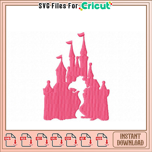 Princess Castle Embroidery Design Instant Download File