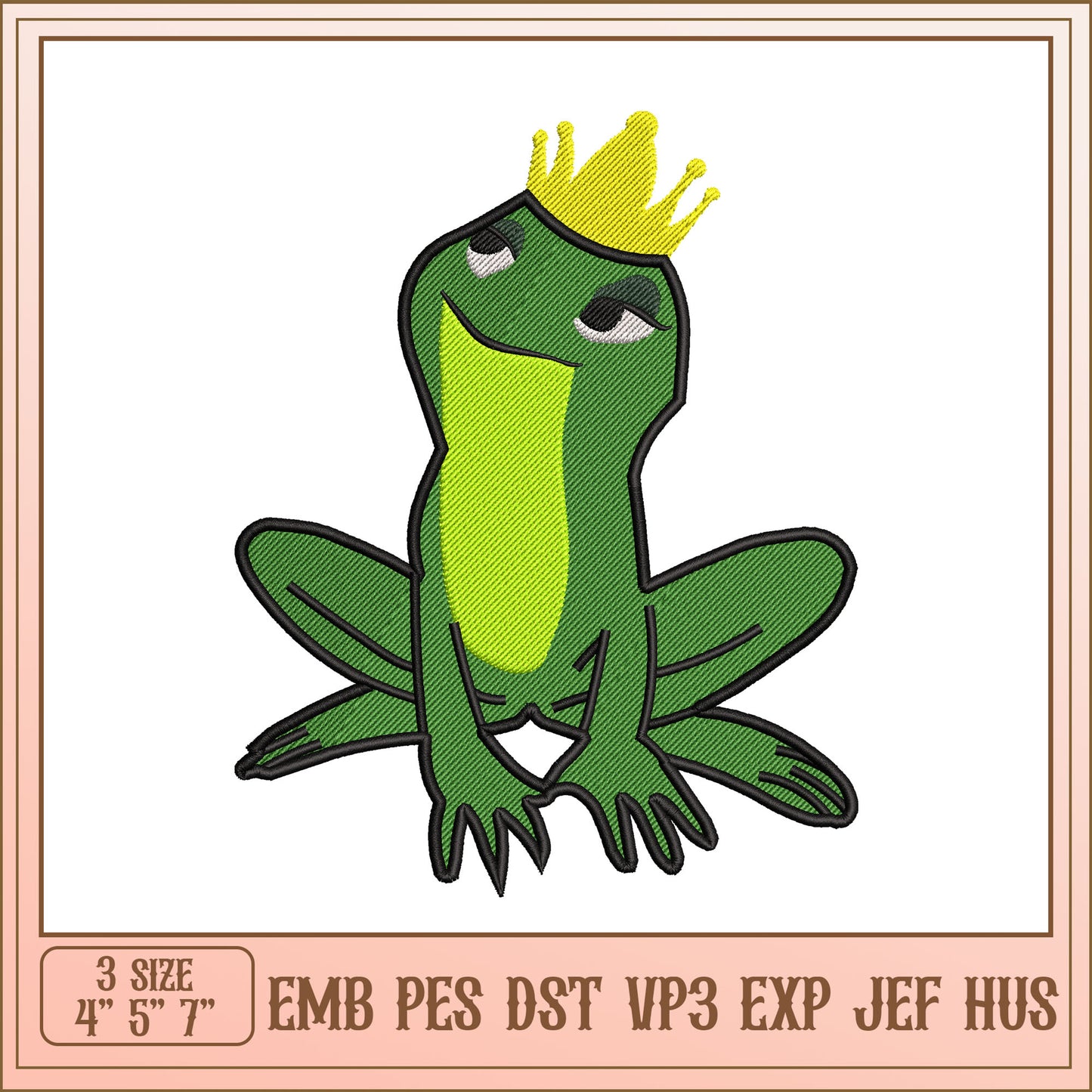 Princess Frog Embroidery Design