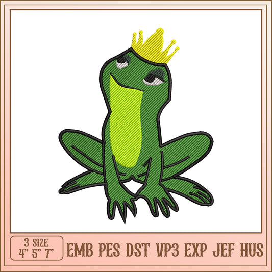 Princess Frog Embroidery Design