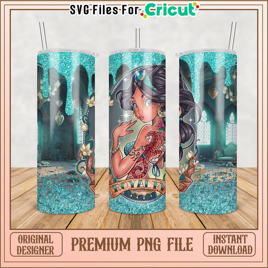 Princess Jasmine Glitter Tumbler PNG