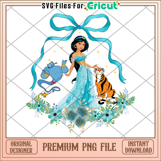 Princess Jasmine PNG Aladdin Floral Design