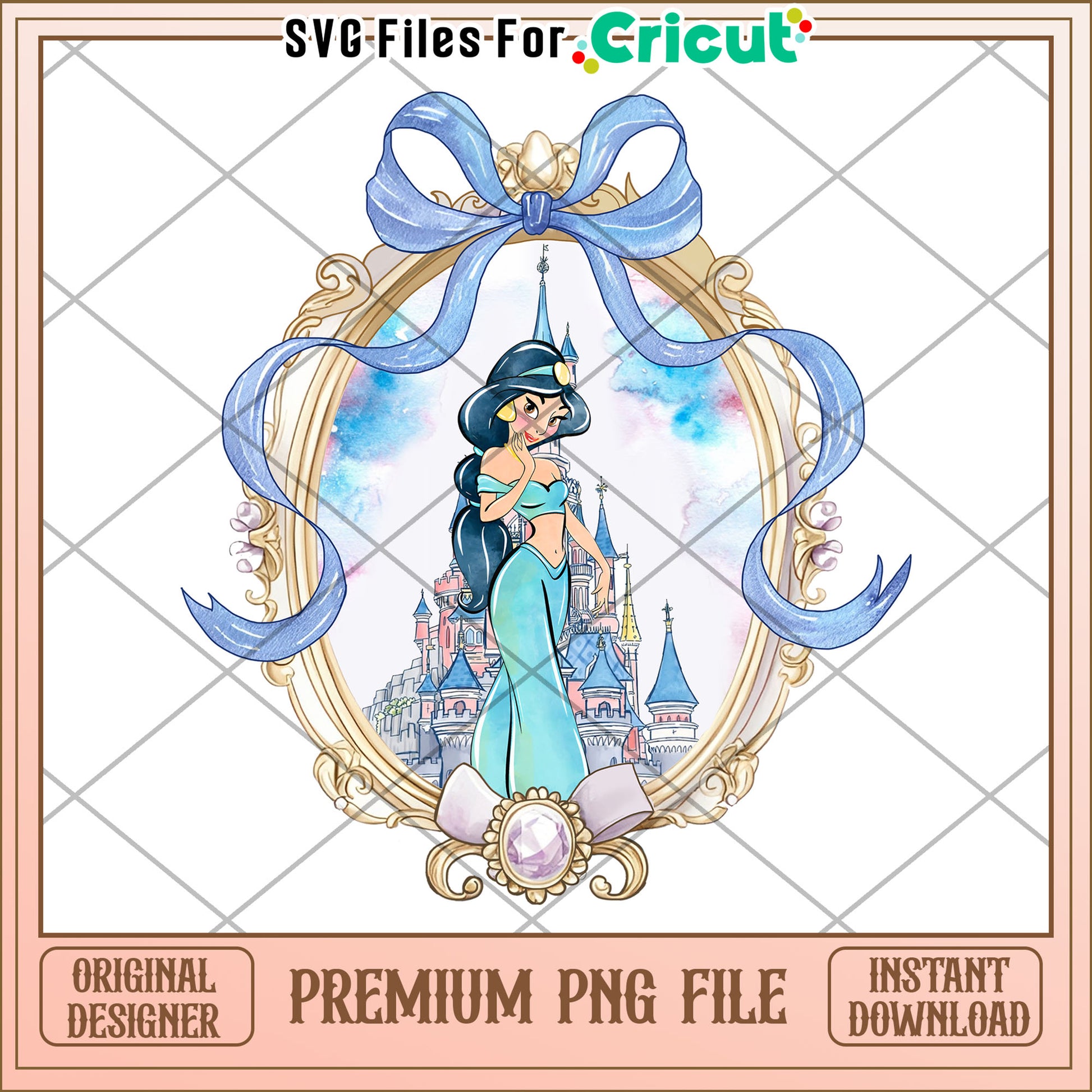 Princess Jasmine Watercolor PNG Disney Castle Art