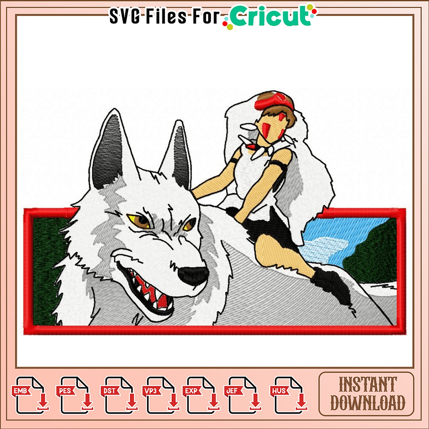 Princess Mononoke Embroidery Design Instant Download