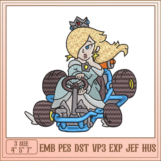 Princess Peach Kart Embroidery Design