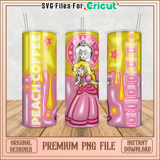 Princess Peach Tumbler PNG Design