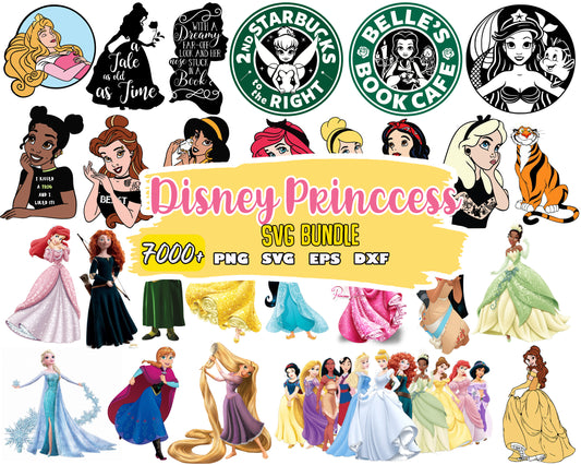Disney princess characters bundle svg, princess disney​ svg