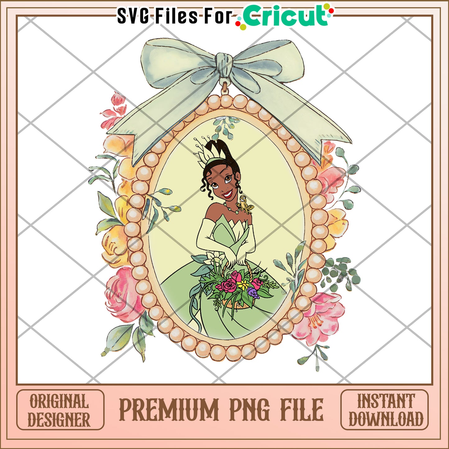 Princess Tiana PNG Floral Frame