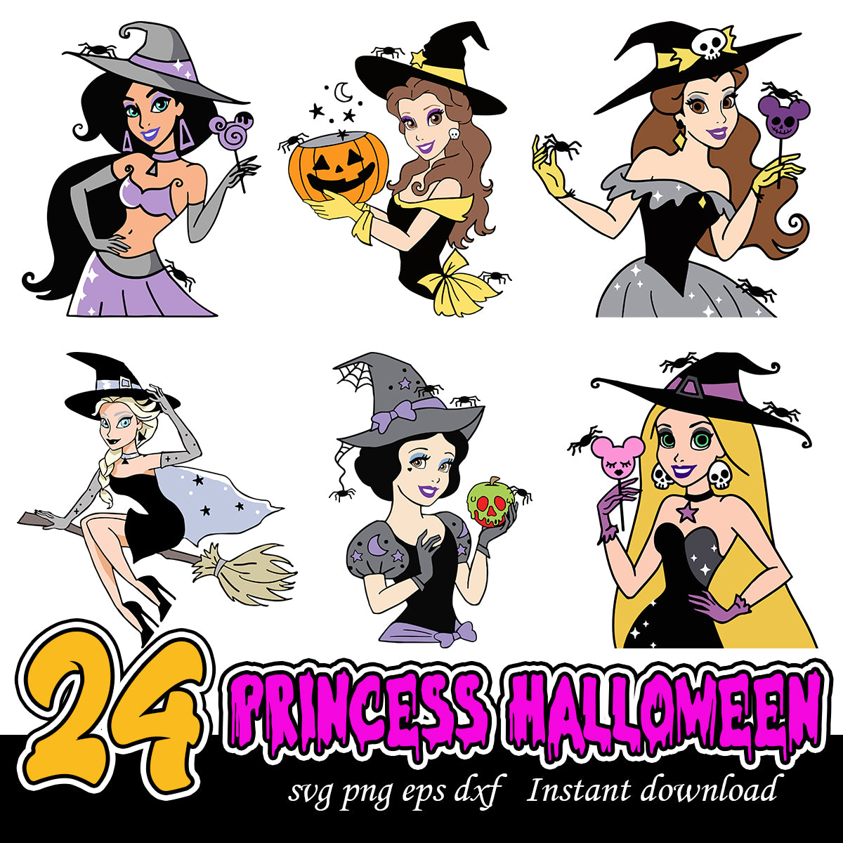 Disney Princess Halloween Bundle SVG, Disney halloween bundle