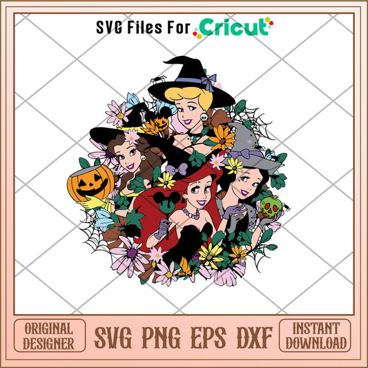 Disney princess x boo halloween svg