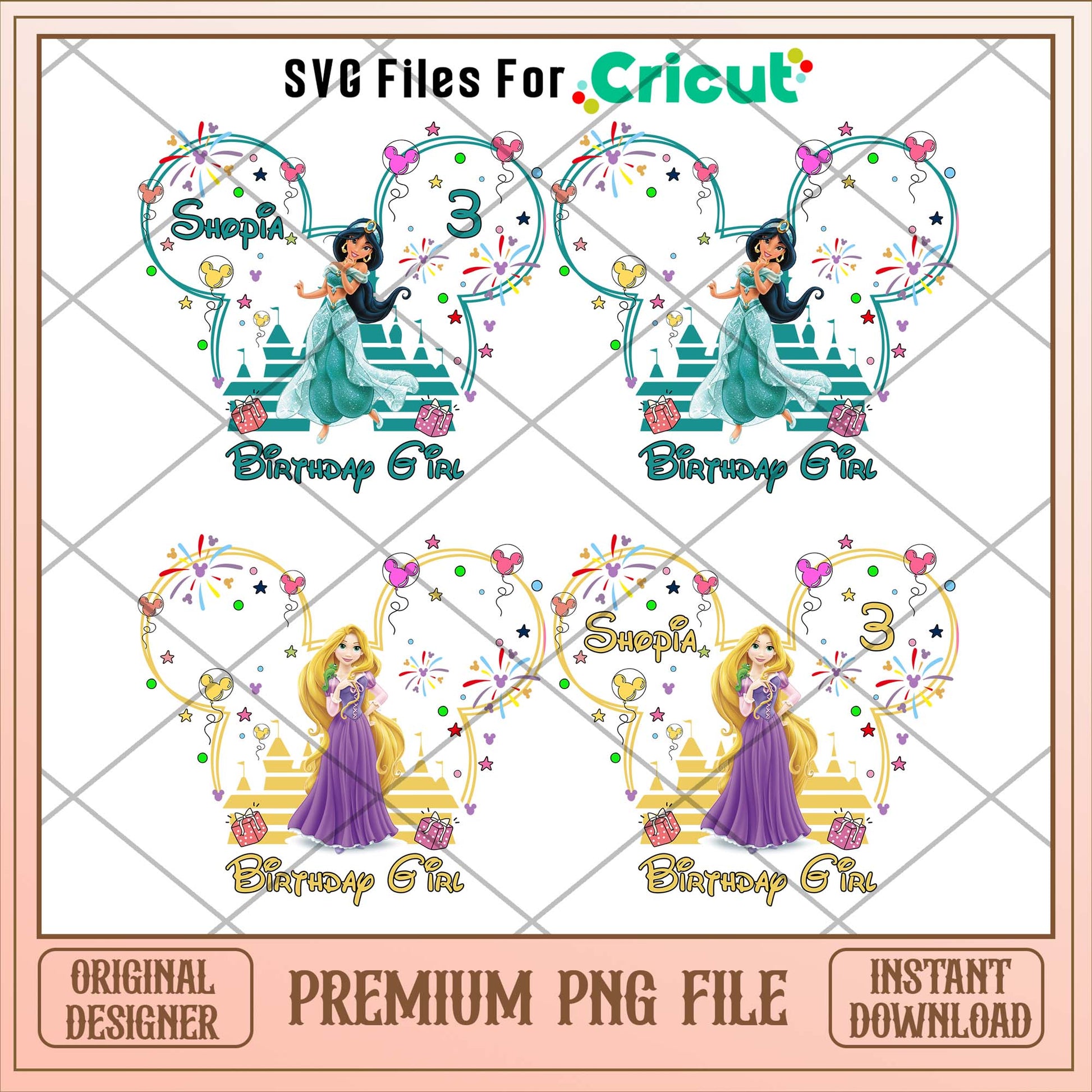 Princess birthday girl png bundle ver 2