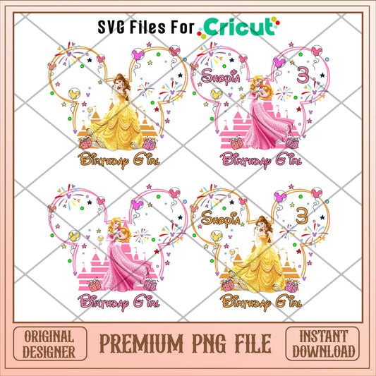 Princess birthday girl png bundle ver 4