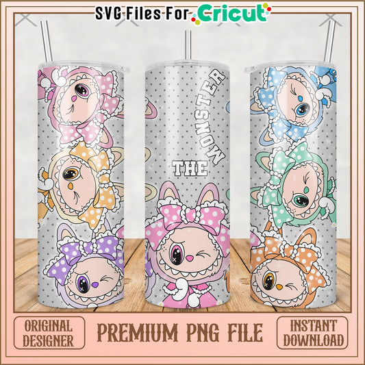 Princess labubu characters tumbler png, labubu macaron​ png, the monsters labubu​ png