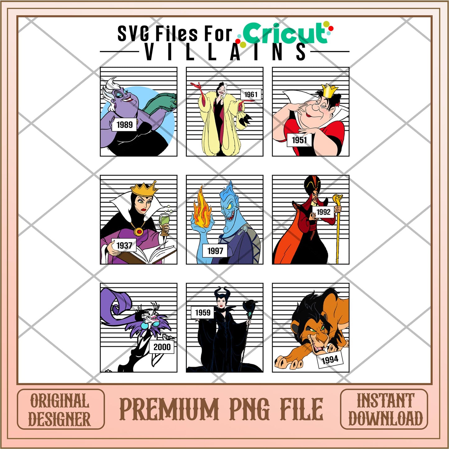 Printable disney villains png, Disney characters png, Digital Download