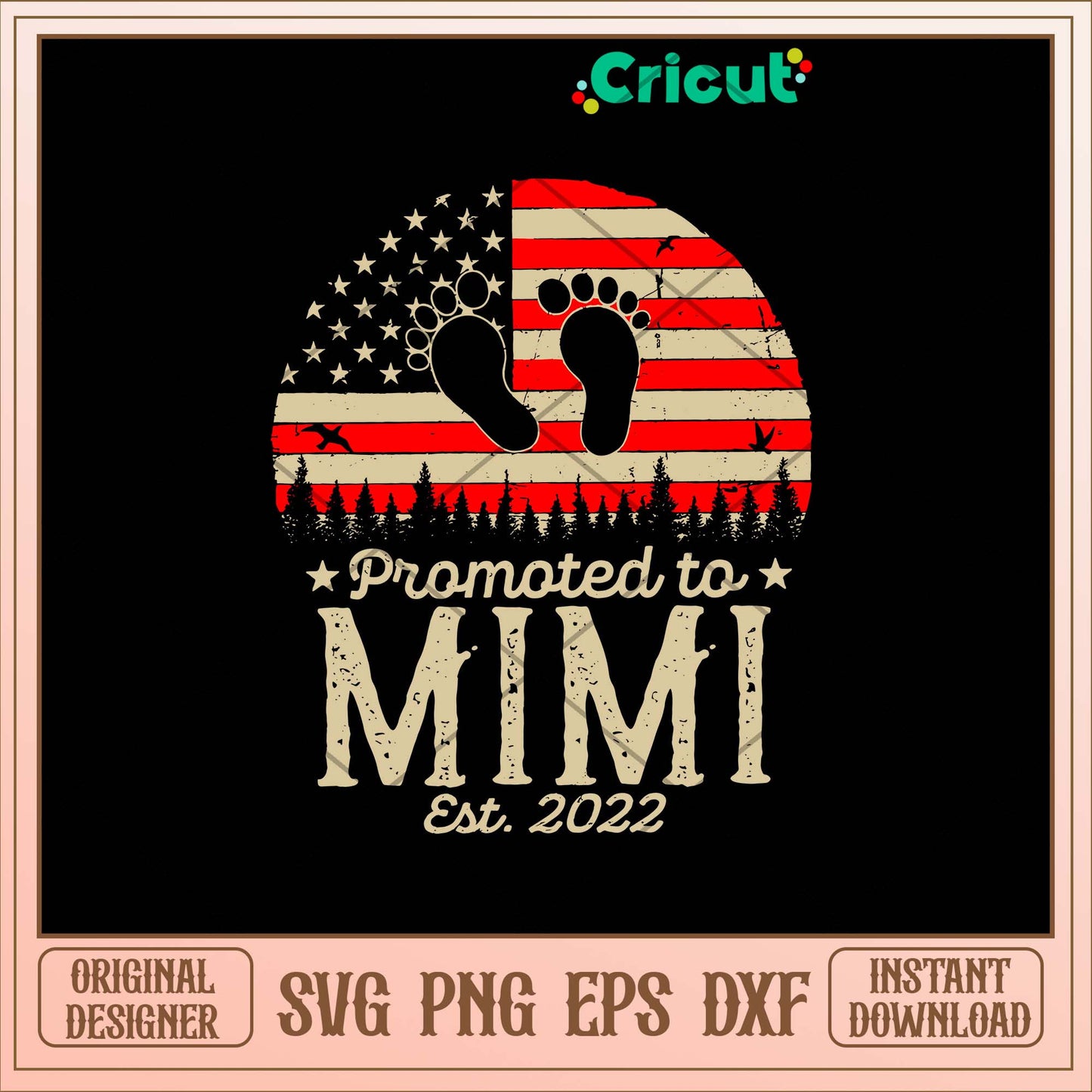 Promoted To Mimi Est 2022 Svg, Flag USA Svg-Svgfilesforcricut
