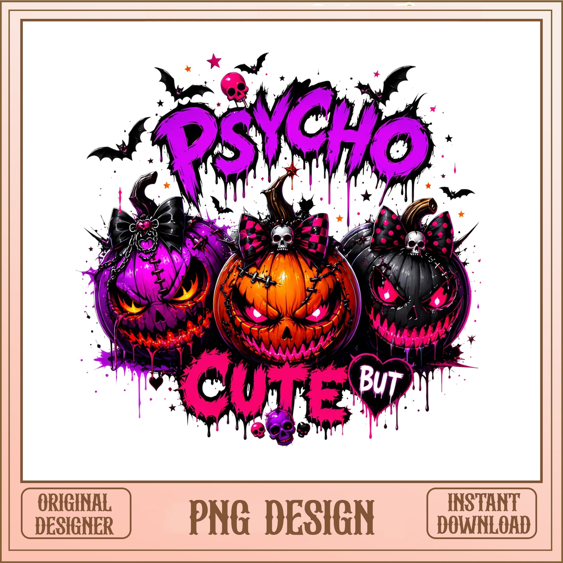 Psycho But Cute Halloween Pumpkin PNG, Spooky PNG, Halloween PNG