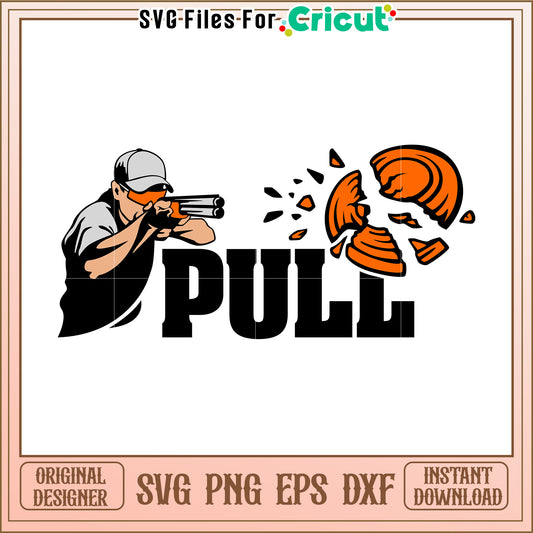 Pull shooting man svg, clay target shooting svg, shotgun sports svg