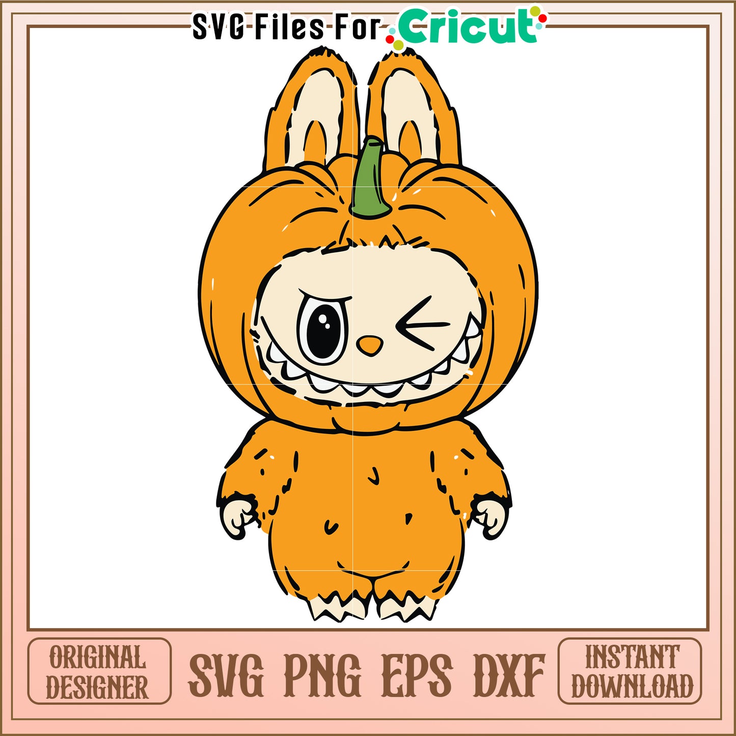 Pumkin labubu design svg, halloween holiday svg, spooky halloween decorations​ svg