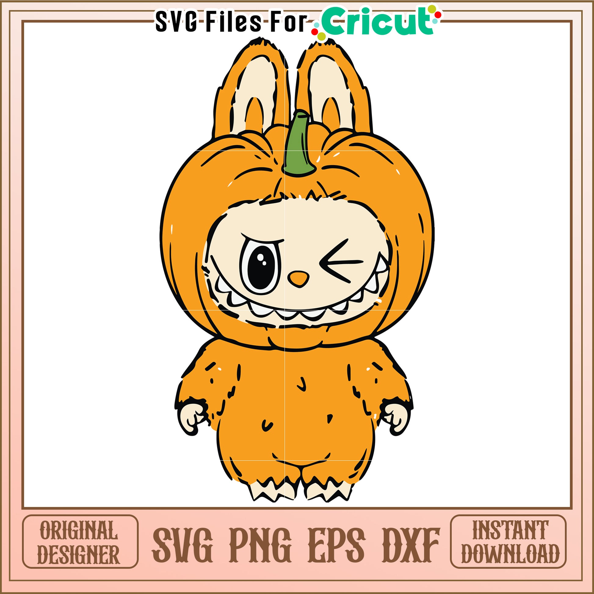 Pumkin labubu design svg, halloween holiday svg, spooky halloween decorations​ svg