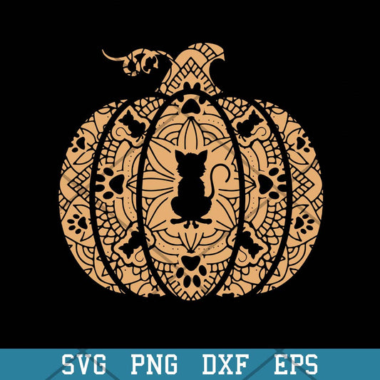 Pumpkin Cat Mandala Halloween Svg, Halloween Svg-Svgfilesforcricut