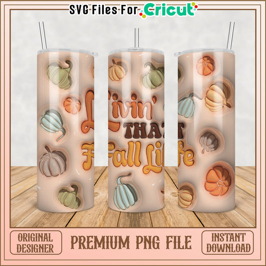 Pumpkin Fall Tumbler PNG Design
