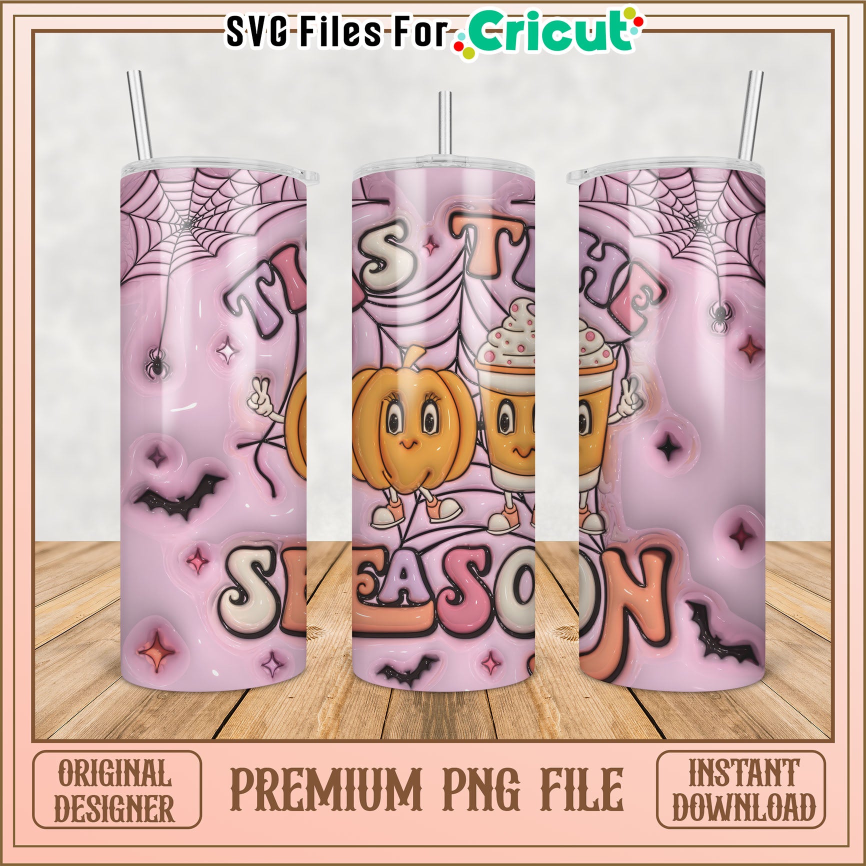 Pumpkin Spice Halloween Tumbler PNG