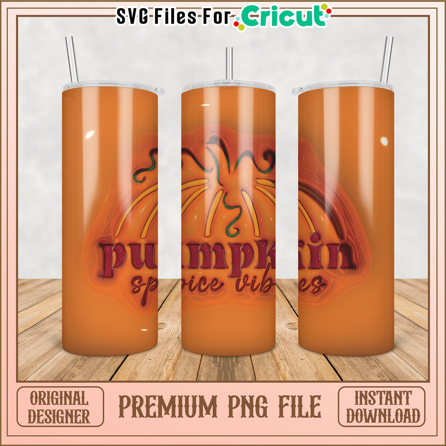 Pumpkin Spice Vibes Tumbler PNG