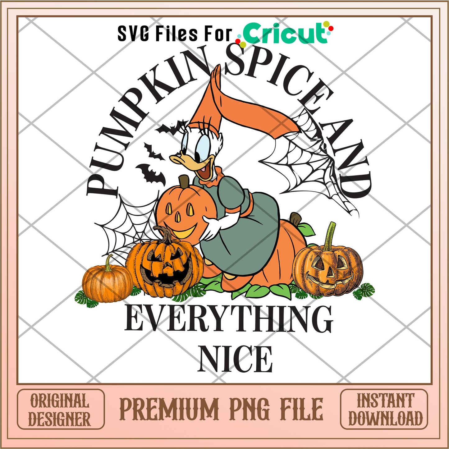 Pumpkin Spice and Everything Nice Duck Daisy png, Disney characters png, Digital Download