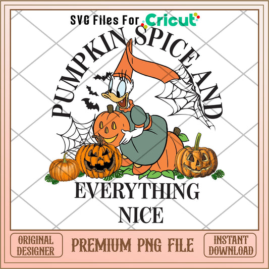 Pumpkin Spice and Everything Nice Duck Daisy png, Disney characters png, Digital Download