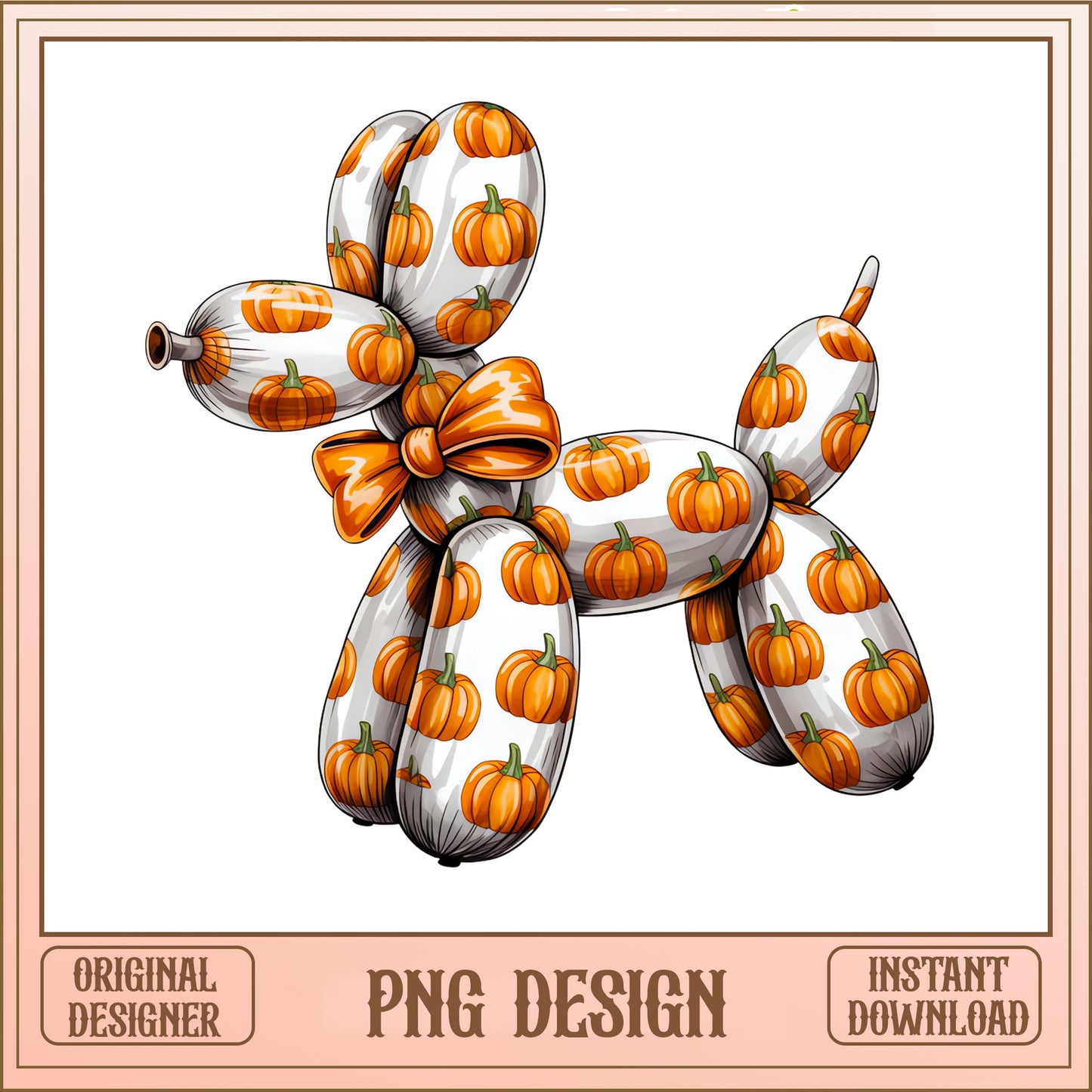 Pumpkin Balloon Dog PNG, Halloween Balloon Dog, Fall PNG