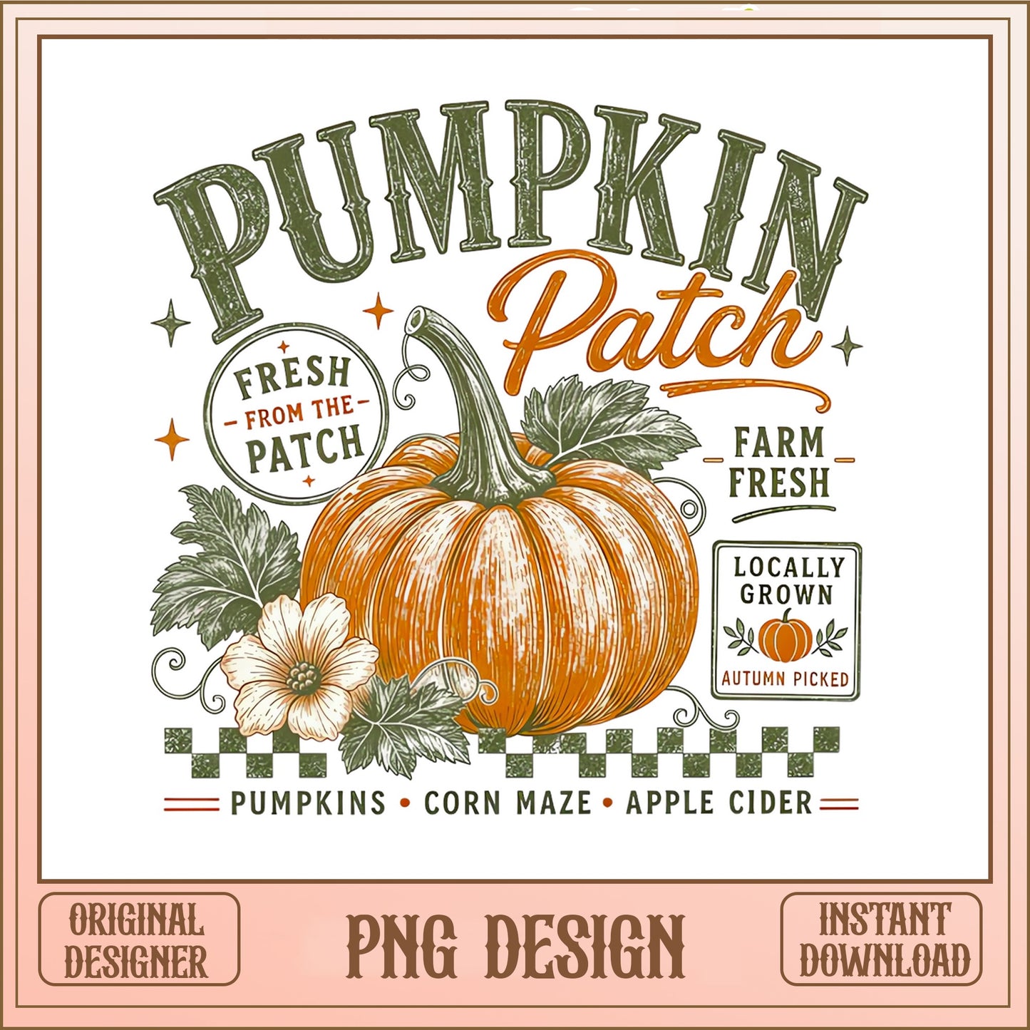 Pumpkin Patch PNG, Fall Autumn Harvest Vintage PNG, Halloween PNG