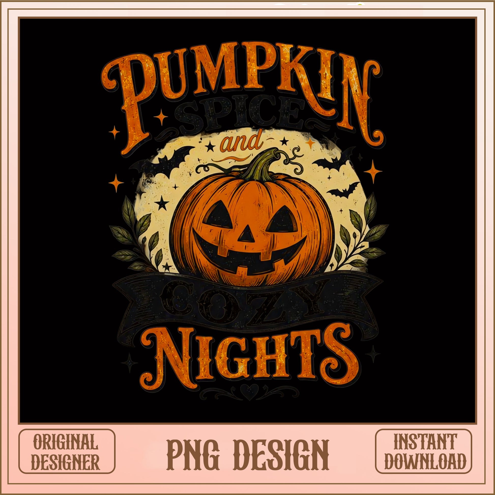 Pumpkin Spice And Cozy Nights PNG, Halloween PNG, Fall PNG