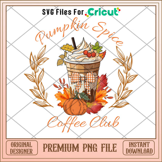 Pumpkin spice coffee club png, pumpkin png, halloween png