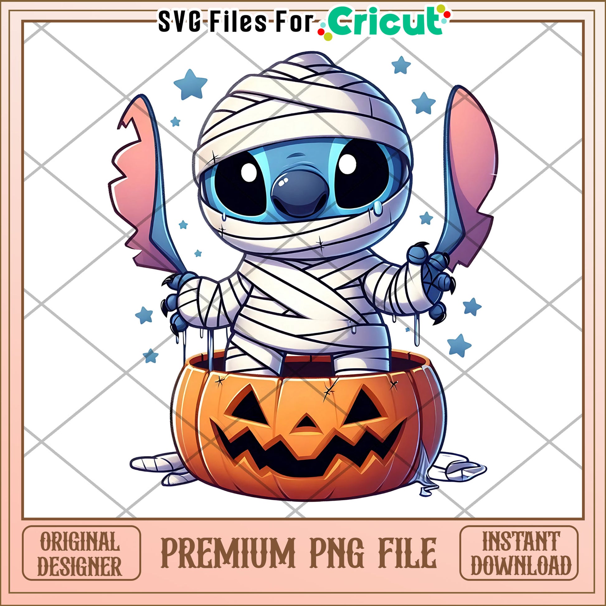 Pumpkin mummy stitch png, halloween cookies​ png, lilo and stitch png