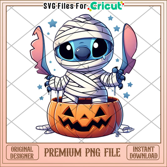 Pumpkin mummy stitch png, halloween cookies​ png, lilo and stitch png