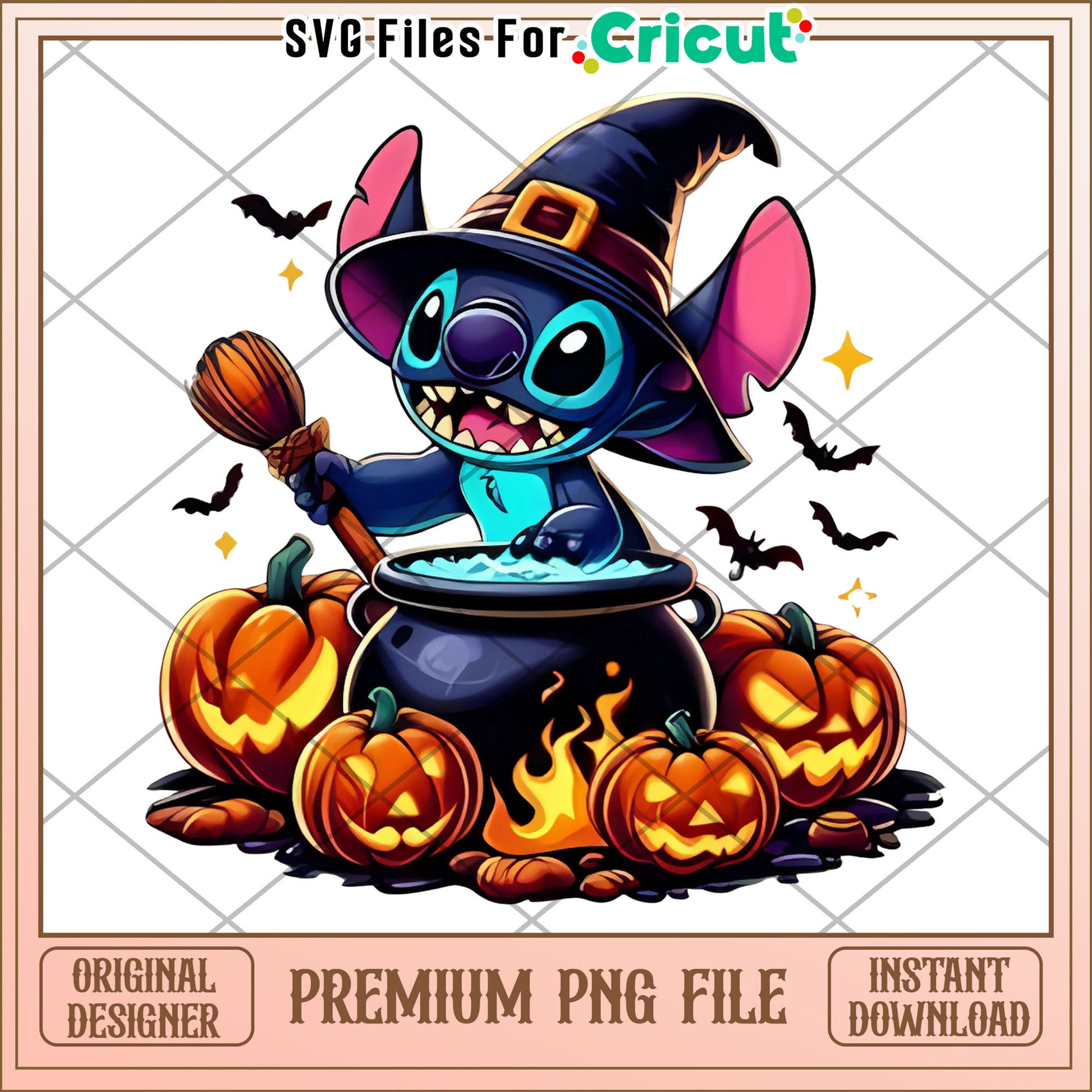 Pumpkin witch stitch png, spooky characters png, halloween time png