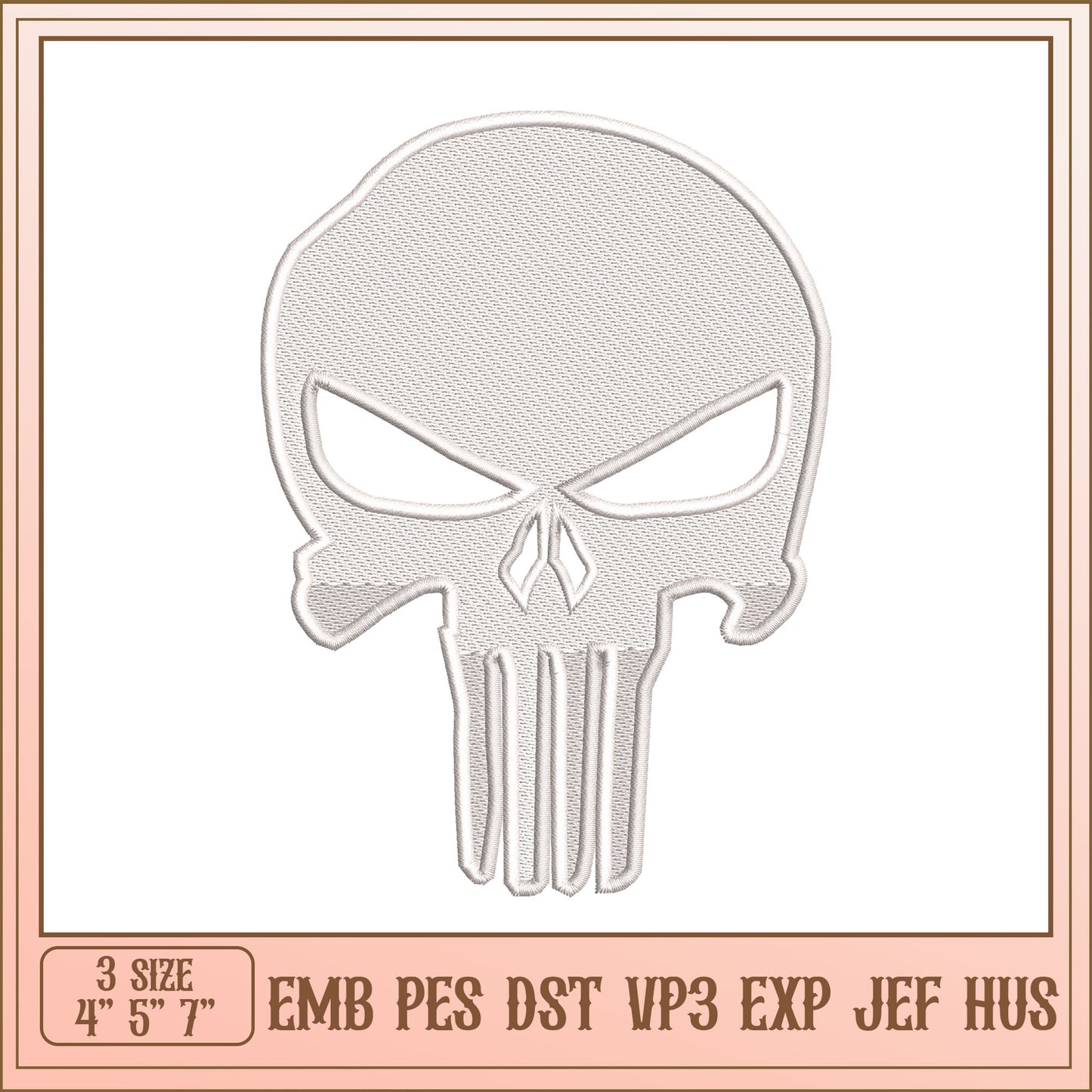 Punisher Skull Embroidery Design