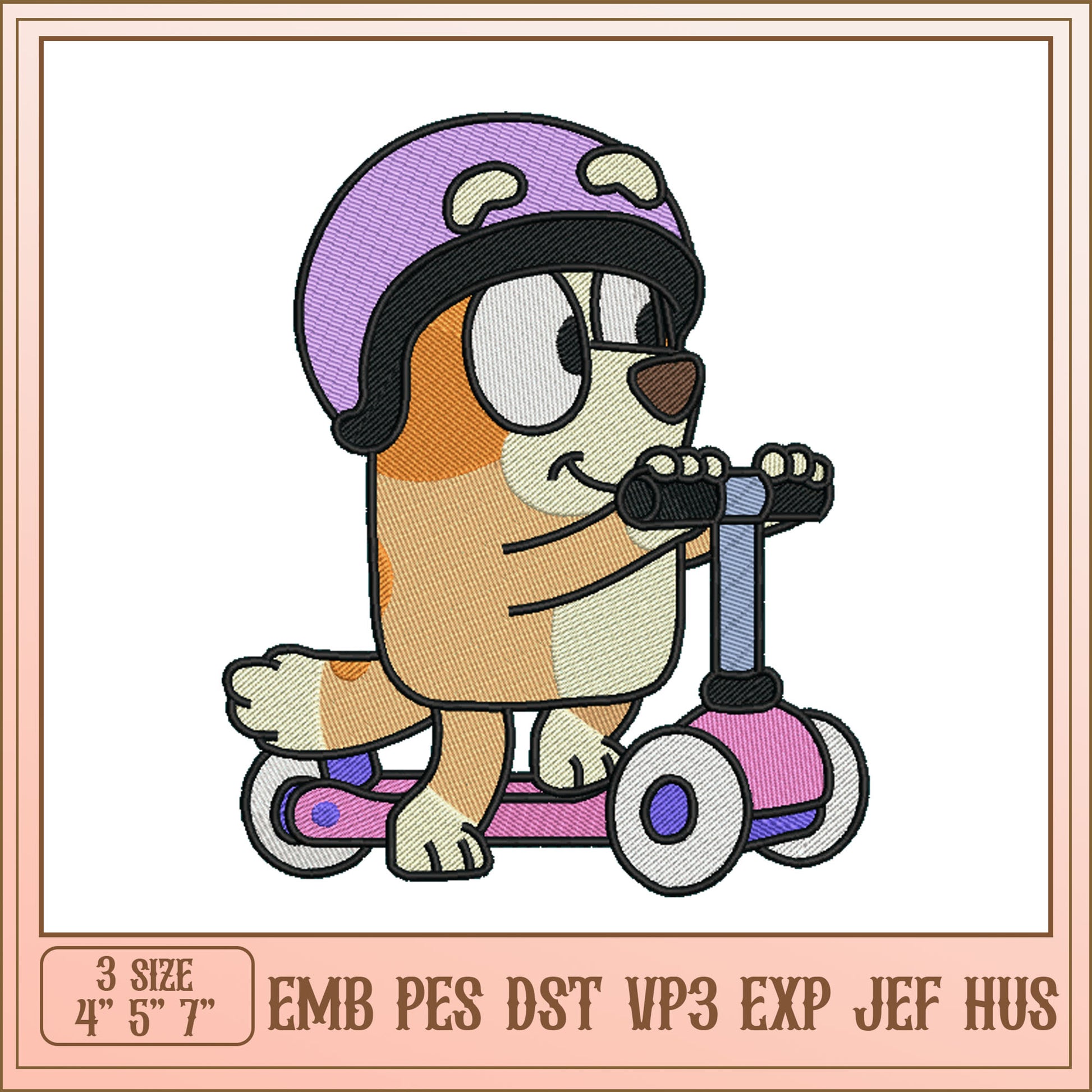 Puppy Scooter Embroidery Design